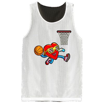 Valentines Day Heart Dunking Basketball Mesh Reversible Basketball Jersey Tank