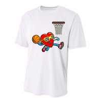 Valentines Day Heart Dunking Basketball Performance Sprint T-Shirt