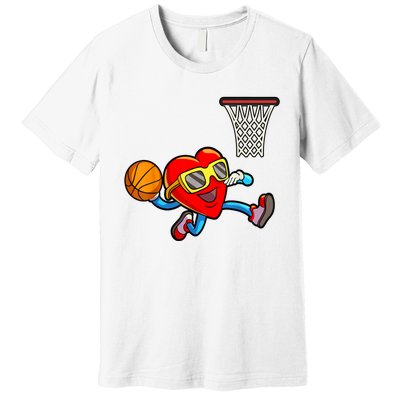 Valentines Day Heart Dunking Basketball Premium T-Shirt