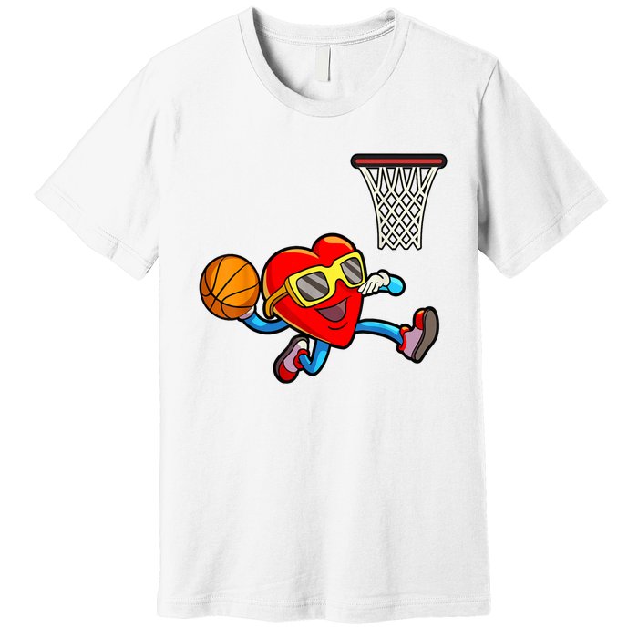 Valentines Day Heart Dunking Basketball Premium T-Shirt