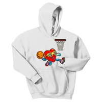 Valentines Day Heart Dunking Basketball Kids Hoodie