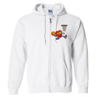 Valentines Day Heart Dunking Basketball Full Zip Hoodie