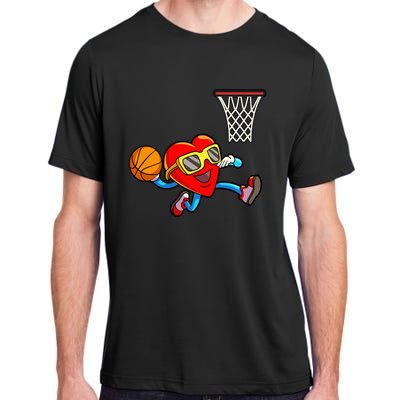 Valentines Day Heart Dunking Basketball Adult ChromaSoft Performance T-Shirt