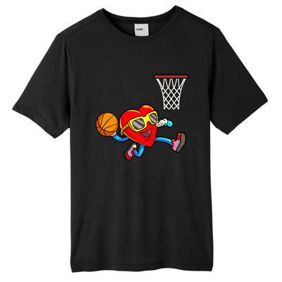 Valentines Day Heart Dunking Basketball Tall Fusion ChromaSoft Performance T-Shirt