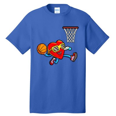 Valentines Day Heart Dunking Basketball Tall T-Shirt