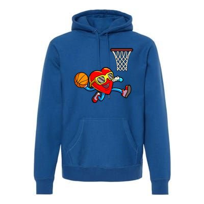 Valentines Day Heart Dunking Basketball Premium Hoodie