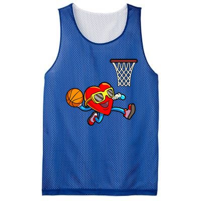 Valentines Day Heart Dunking Basketball Mesh Reversible Basketball Jersey Tank