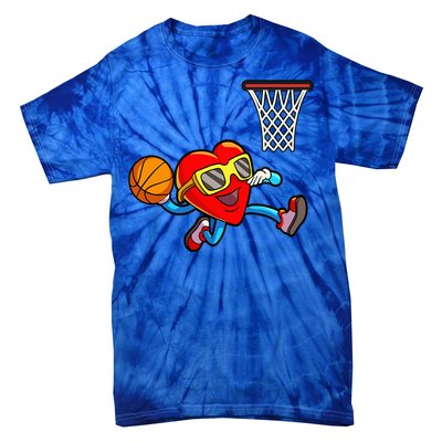 Valentines Day Heart Dunking Basketball Tie-Dye T-Shirt