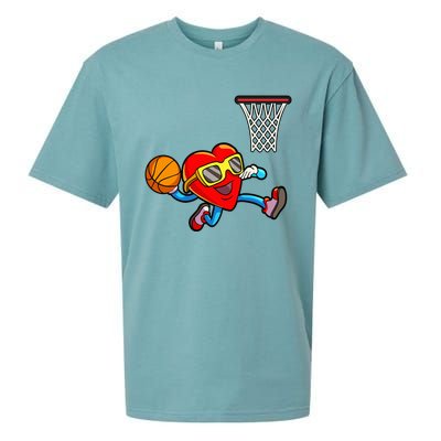 Valentines Day Heart Dunking Basketball Sueded Cloud Jersey T-Shirt