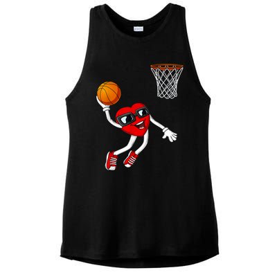 Valentines Day Heart Dunking Basketball Boys Girls Kids Ladies PosiCharge Tri-Blend Wicking Tank