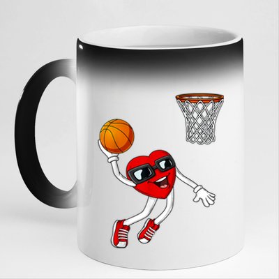 Valentines Day Heart Dunking Basketball Boys Girls Kids 11oz Black Color Changing Mug