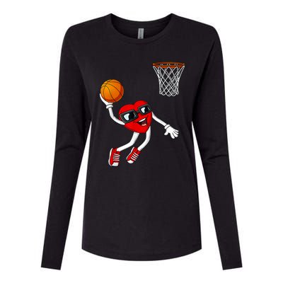 Valentines Day Heart Dunking Basketball Boys Girls Kids Womens Cotton Relaxed Long Sleeve T-Shirt