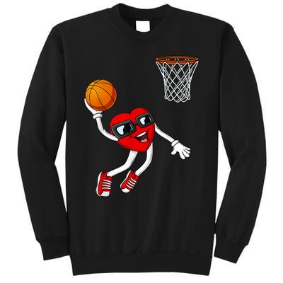 Valentines Day Heart Dunking Basketball Boys Girls Kids Sweatshirt