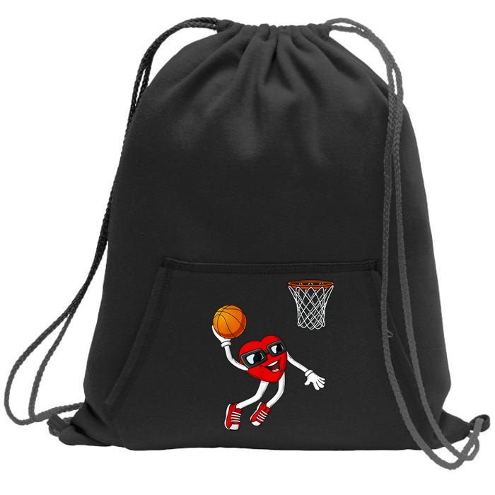 Valentines Day Heart Dunking Basketball Boys Girls Kids Sweatshirt Cinch Pack Bag