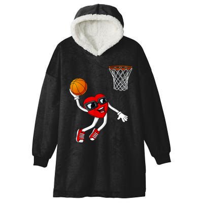 Valentines Day Heart Dunking Basketball Boys Girls Kids Hooded Wearable Blanket