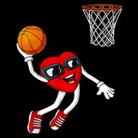 Valentines Day Heart Dunking Basketball Boys Girls Kids Button