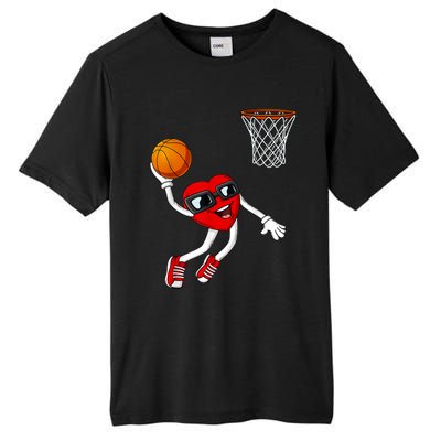 Valentines Day Heart Dunking Basketball Boys Girls Kids Tall Fusion ChromaSoft Performance T-Shirt