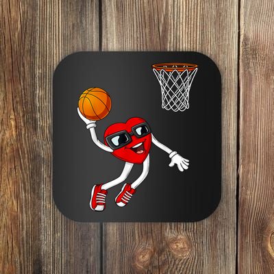 Valentines Day Heart Dunking Basketball Boys Girls Kids Coaster