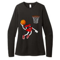 Valentines Day Heart Dunking Basketball Boys Girls Kids Womens CVC Long Sleeve Shirt