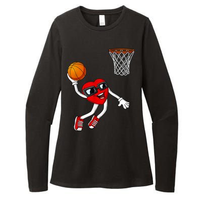 Valentines Day Heart Dunking Basketball Boys Girls Kids Womens CVC Long Sleeve Shirt