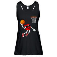 Valentines Day Heart Dunking Basketball Boys Girls Kids Ladies Essential Flowy Tank