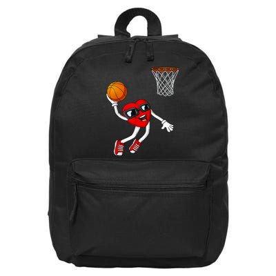 Valentines Day Heart Dunking Basketball Boys Girls Kids 16 in Basic Backpack