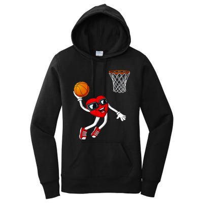 Valentines Day Heart Dunking Basketball Boys Girls Kids Women's Pullover Hoodie