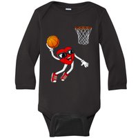 Valentines Day Heart Dunking Basketball Boys Girls Kids Baby Long Sleeve Bodysuit