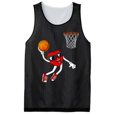 Valentines Day Heart Dunking Basketball Boys Girls Kids Mesh Reversible Basketball Jersey Tank