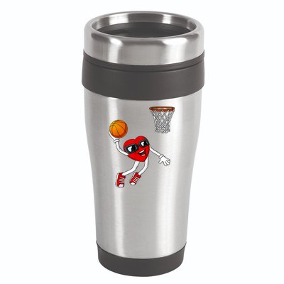 Valentines Day Heart Dunking Basketball Boys Girls Kids 16oz Travel Tumbler