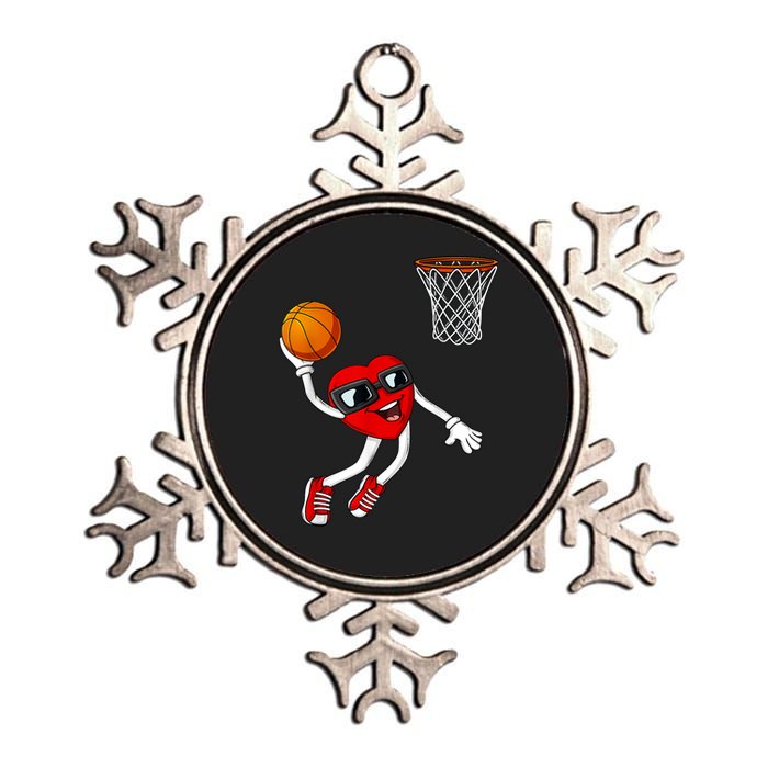 Valentines Day Heart Dunking Basketball Boys Girls Kids Metallic Star Ornament