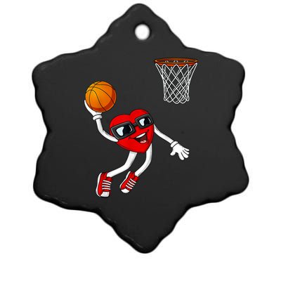 Valentines Day Heart Dunking Basketball Boys Girls Kids Ceramic Star Ornament