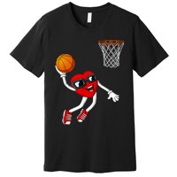 Valentines Day Heart Dunking Basketball Boys Girls Kids Premium T-Shirt