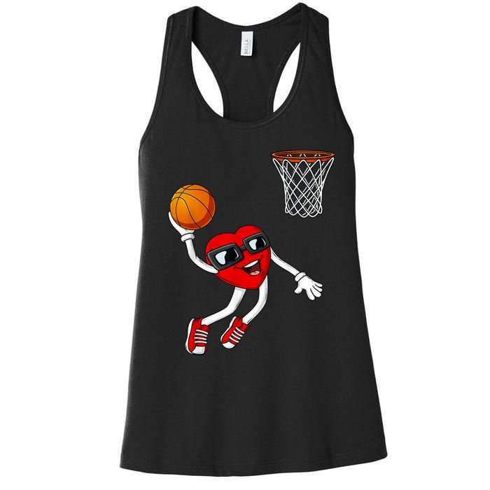 Valentines Day Heart Dunking Basketball Boys Girls Kids Women's Racerback Tank