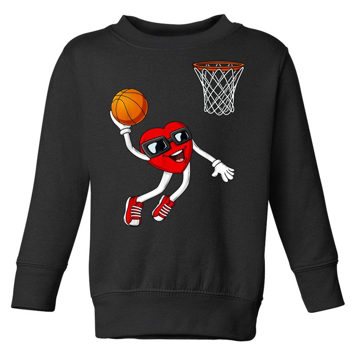 Valentines Day Heart Dunking Basketball Boys Girls Kids Toddler Sweatshirt