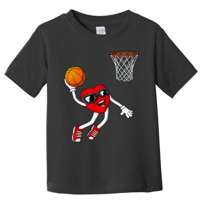 Valentines Day Heart Dunking Basketball Boys Girls Kids Toddler T-Shirt