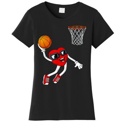 Valentines Day Heart Dunking Basketball Boys Girls Kids Women's T-Shirt