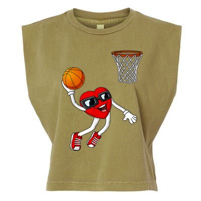 Valentines Day Heart Dunking Basketball Boys Girls Kids Garment-Dyed Women's Muscle Tee