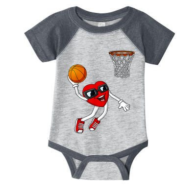 Valentines Day Heart Dunking Basketball Boys Girls Kids Infant Baby Jersey Bodysuit