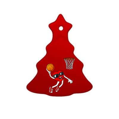 Valentines Day Heart Dunking Basketball Boys Girls Kids Ceramic Tree Ornament