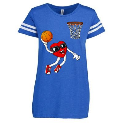 Valentines Day Heart Dunking Basketball Boys Girls Kids Enza Ladies Jersey Football T-Shirt