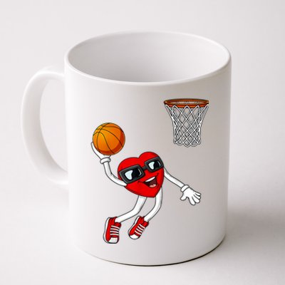 Valentines Day Heart Dunking Basketball Boys Girls Kids Coffee Mug