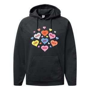 Valentines Day Heart Candy Performance Fleece Hoodie