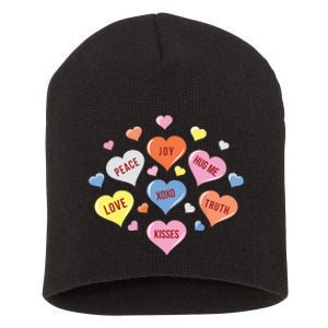 Valentines Day Heart Candy Short Acrylic Beanie