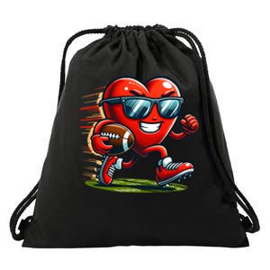 ValentineS Day Heart Team Football Player Drawstring Bag