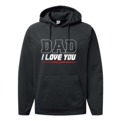 Vintage Dad I Love You Proud Son Daughter Father Matching Gift Performance Fleece Hoodie