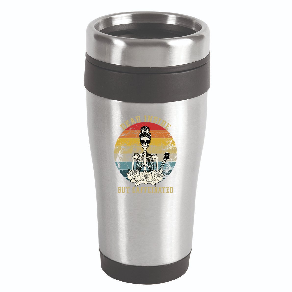 Vintage Dead Inside But Caffeinated 16oz Travel Tumbler