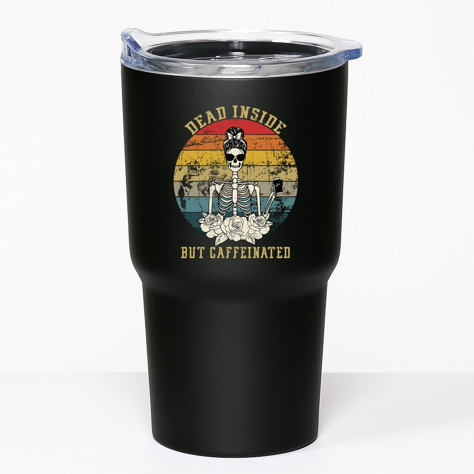 Vintage Dead Inside But Caffeinated Tumbler