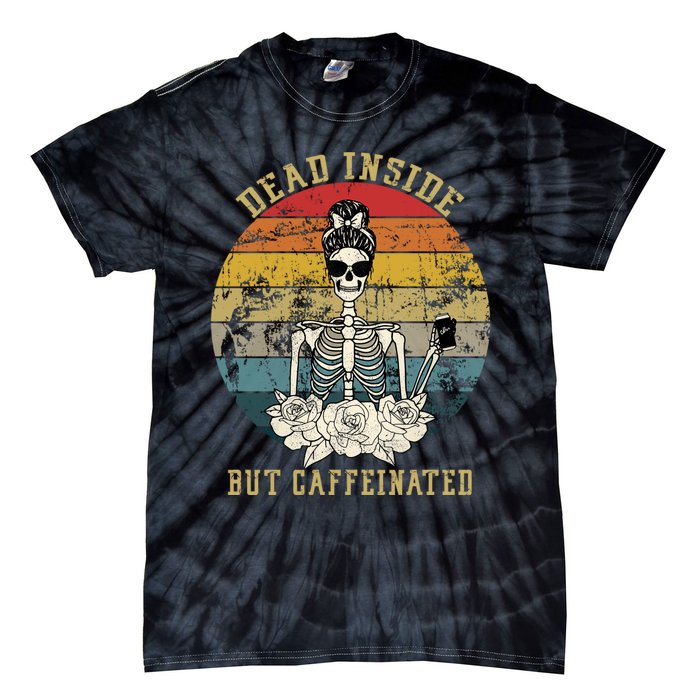 Vintage Dead Inside But Caffeinated Tie-Dye T-Shirt