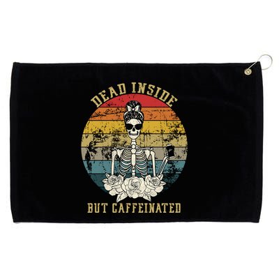 Vintage Dead Inside But Caffeinated Grommeted Golf Towel